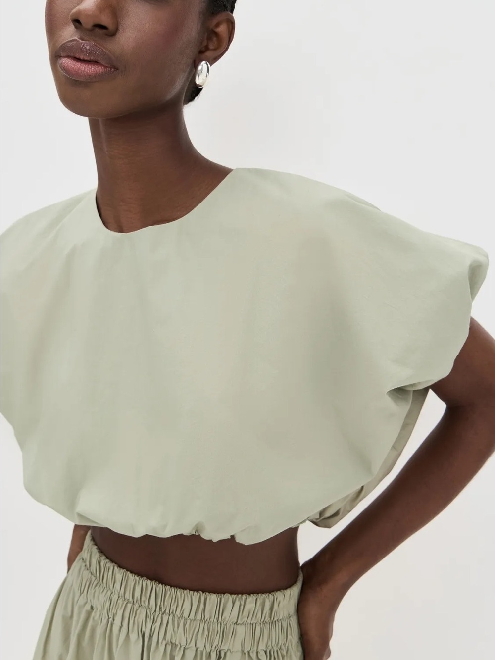 Mikoh Opihi Oyster Cropped Cap-Sleeve Top